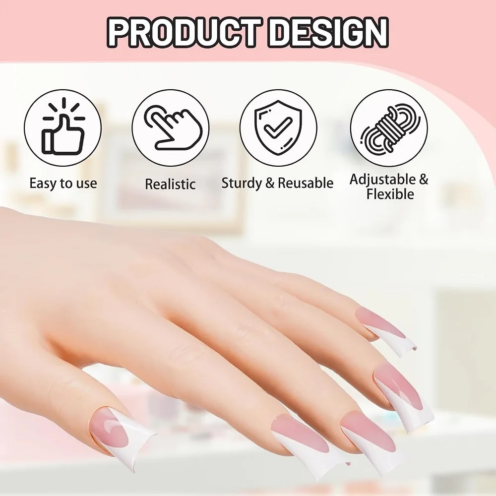Manicure Practice Hand Model Flexible Nail Training Kits, Fake Hands for Nails Practice, Left and Right Hand Random