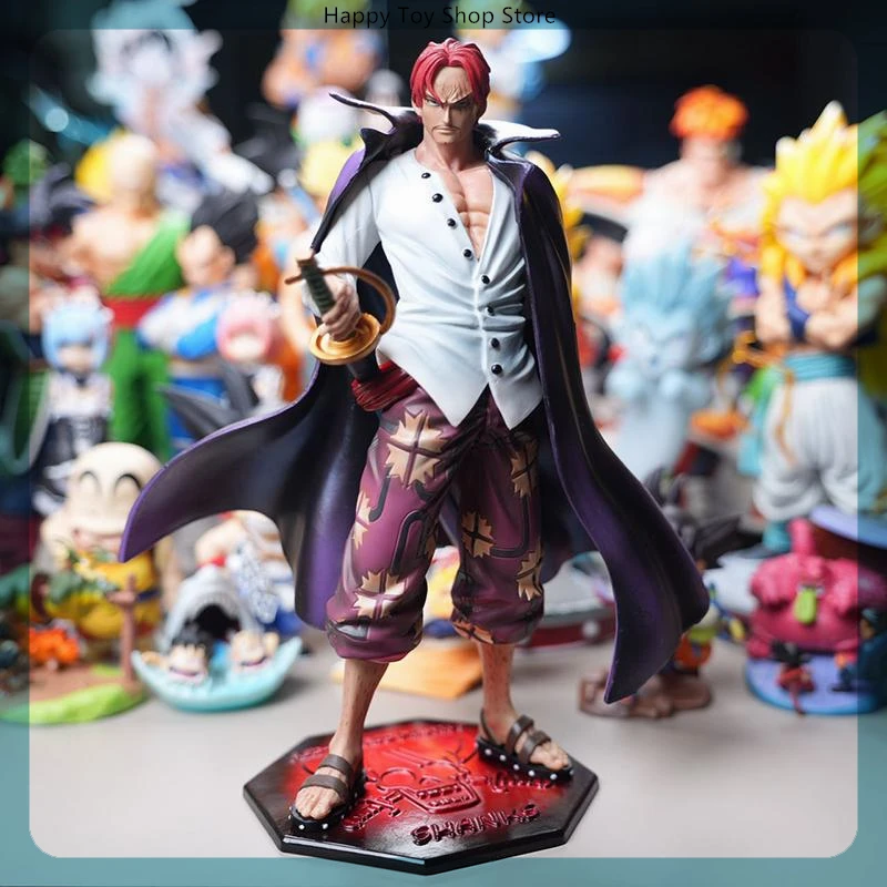 24.5cm One Piece Shanks Red Hair Standing Position Anime Figure Model Statue Collection Desktop Decoration Ornament Toys Gifts