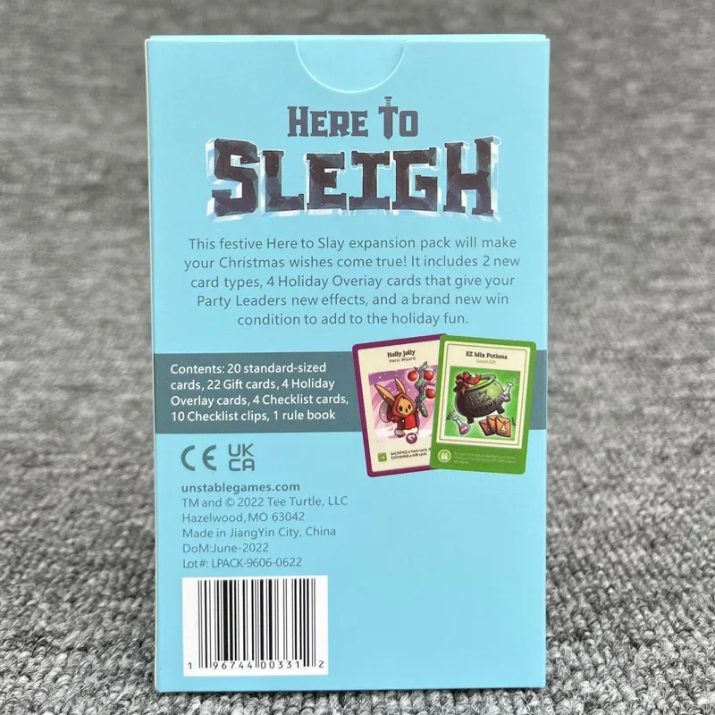 Here to Slay Here to Sleigh Holiday Expansion Pack Strategic role playing card game for kids teens adults 2-6 player