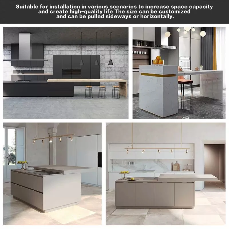 Electric Side Pull Track Open Kitchen Smart Telescopic Extension Desktop Island Slide Hardware Accessories