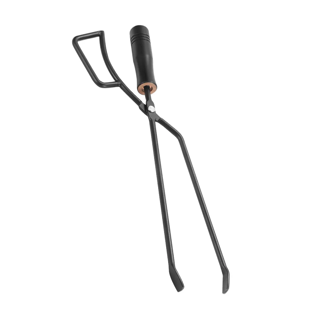 

Household Long Barbecue Log Plier Wooden H led Iron Charcoal Clip Clip Iron Household Log Plier Outdoor BBQ Accessories