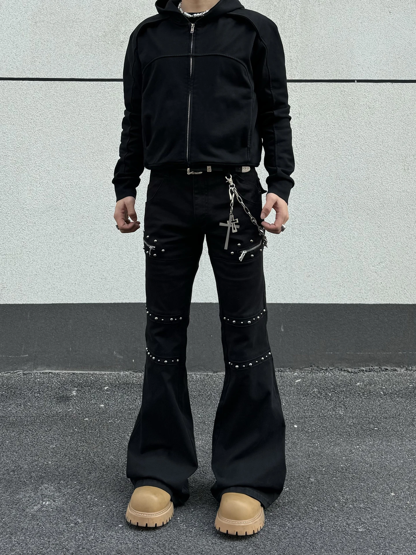 

Cleanfit American High Street Bla Men's Skinny Design Sensation Bell Bot Jeans Wear-resistant Cotton Elastic Denim