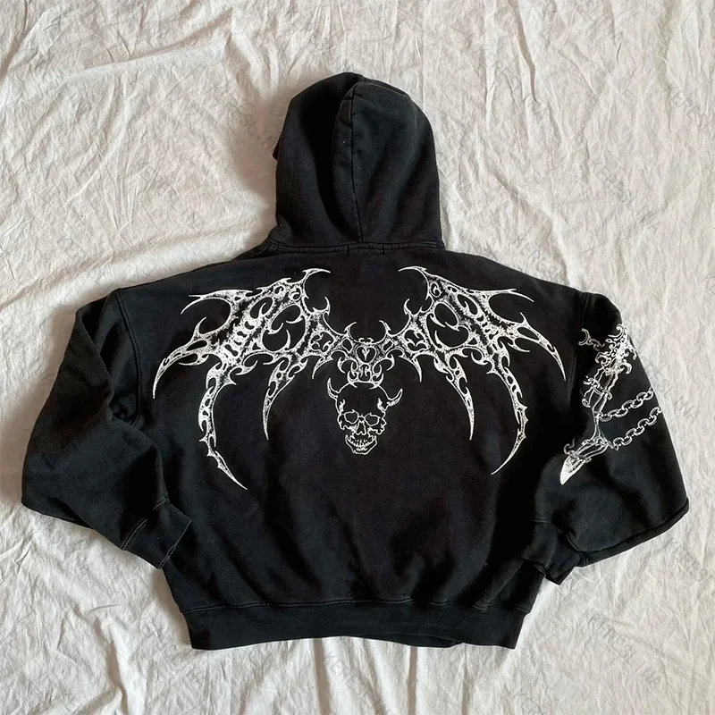 Autumn and winter European and American Oversized Gothic Retro Fashion Versatile Hoodie Trendy Fashion Comfort Casual Sweatshirt