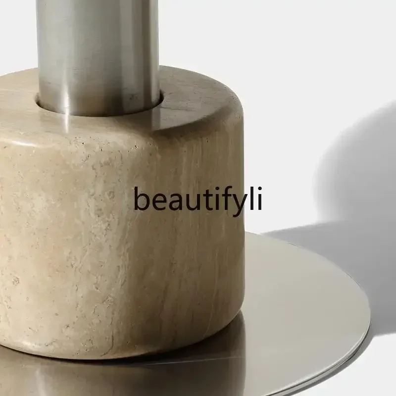 

11841Q Q Nordic simple natural travertine dining table light luxury designer creative marble dining table round table
