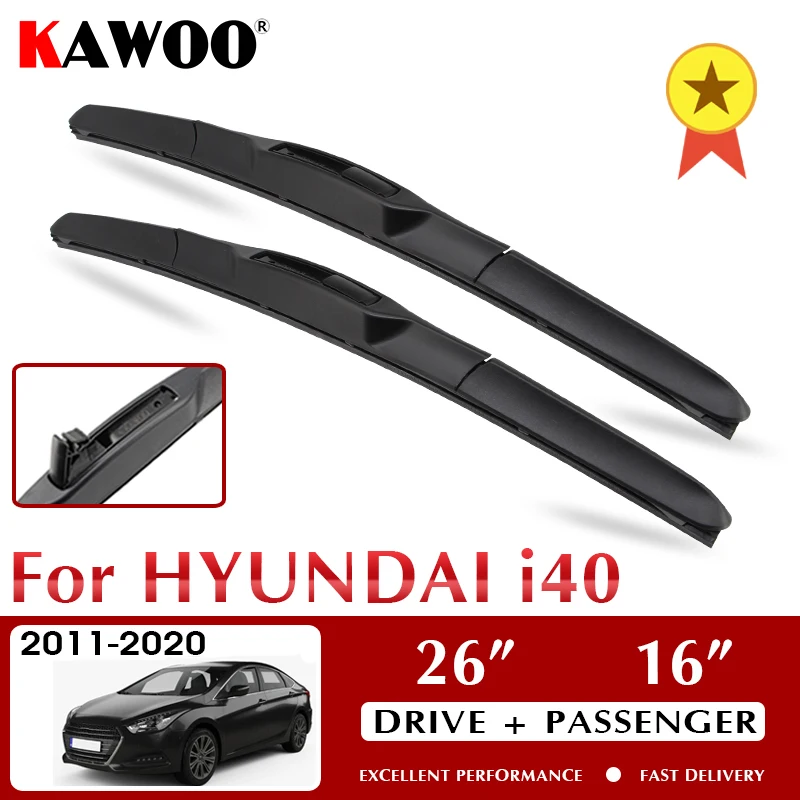 

For Hyundai I40 26"16" Car Clean The Windshield Natural Rubber Wipers Blades 2011 2012 2013 2014 2015 2016 2017 2018 2019 2020