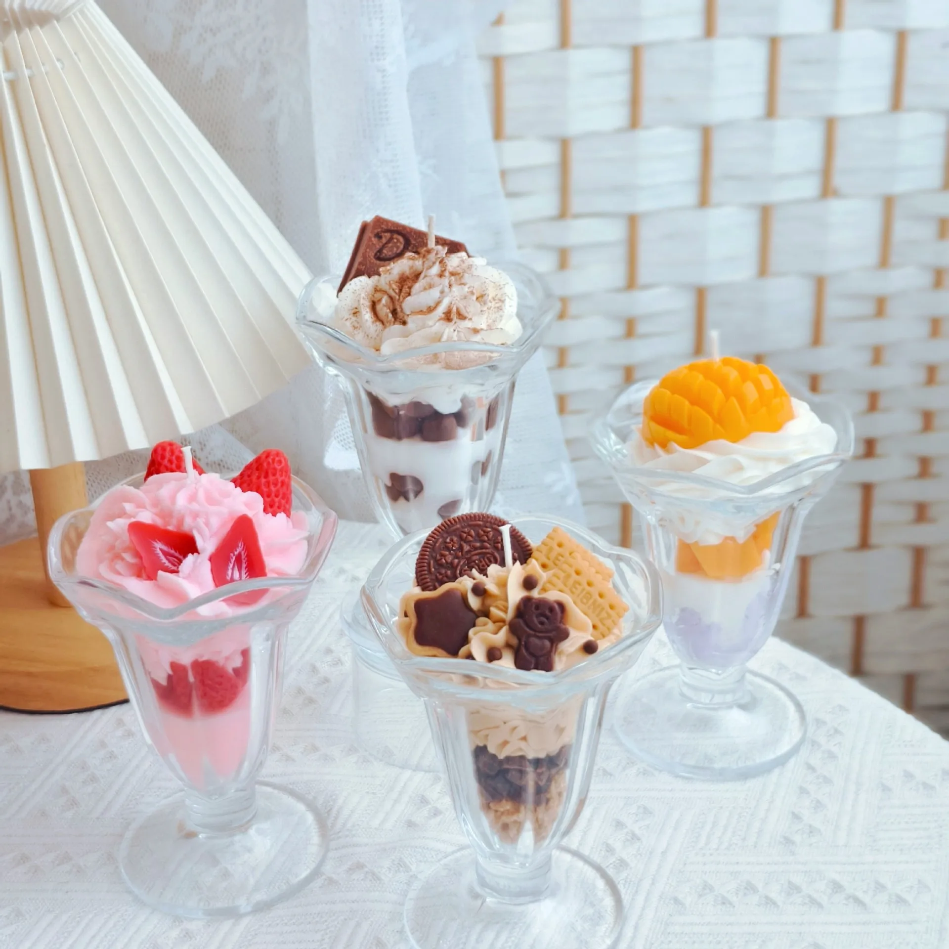 DIY Simulation Ice-cream Shape Silicone Mold 3D Dessert Aroma Candle Resin Plaster Ornament Mold Home Decor Gift Making