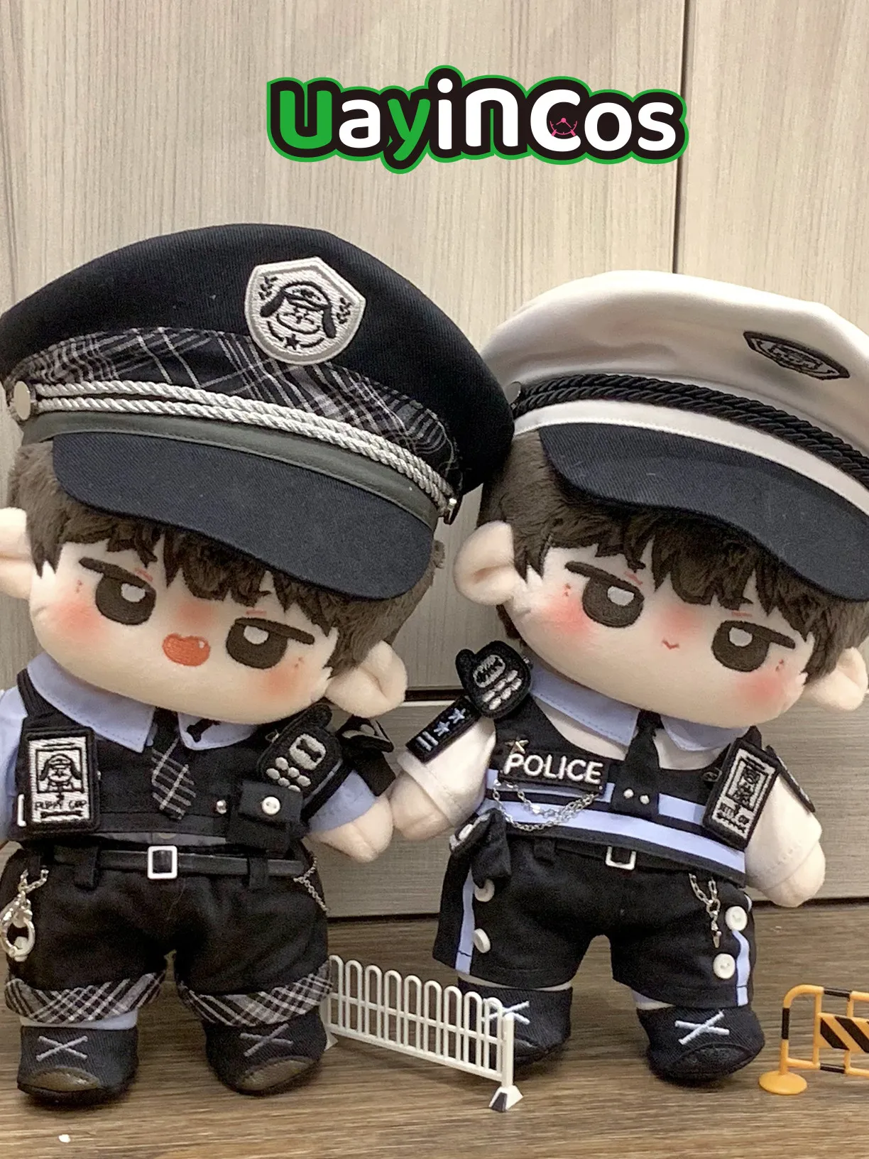 20cm Doll Clothes Cat Dog Police Cool Fashion Handcuffs Tie Coat Uniform Suit Stuffed Plushies Plush Doll Accessories Anime Toy