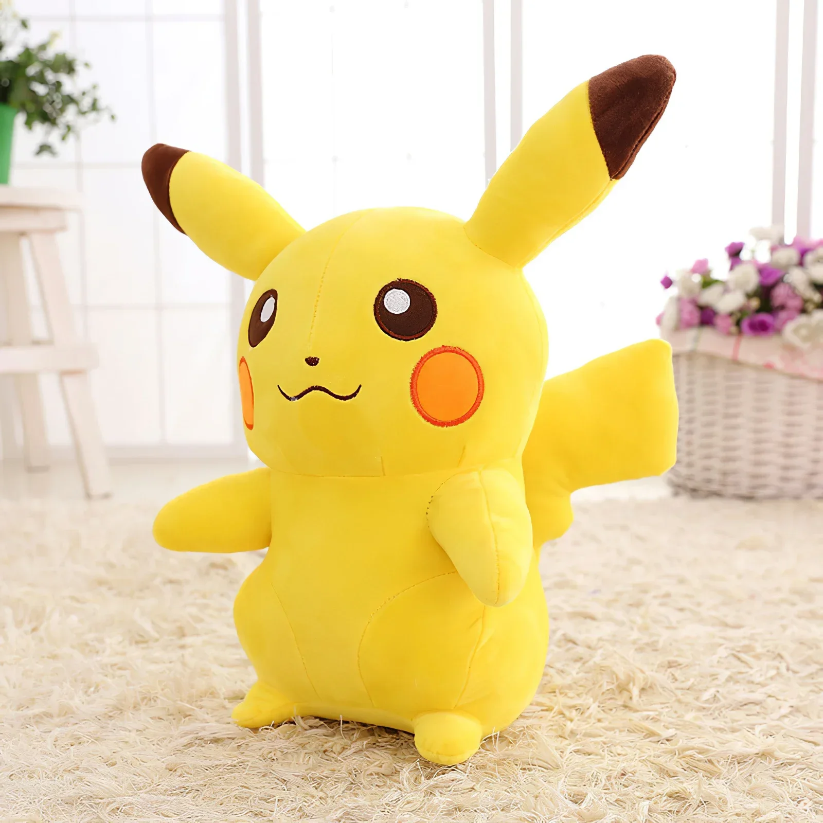 65cm Japan Anime Pokémon Pikachu Plushies Doll Pillow Kawaii Smile Pikachu Plushies Toy Big Size Soft Stuffed Girl Birthday Gift