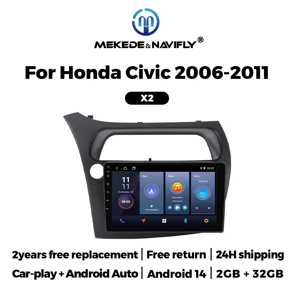 

MEKEDE New Android System For Honda Civic Hatchback 2006 -2011 LHD Auto Radio Car Stereo Rear View Camera 2 Din GPS Speaker