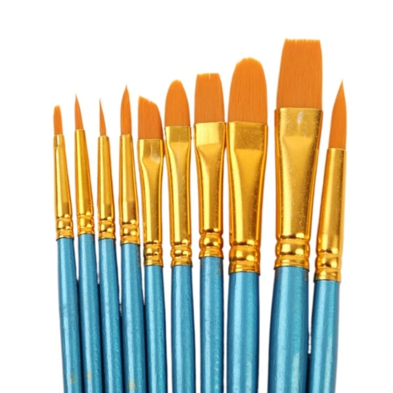 

10Pcs Professional Paint Brush Fine/Round/Flat/Oblique Tip, Artist Paint Brush for Acrylic Watercolor Gouache Painting