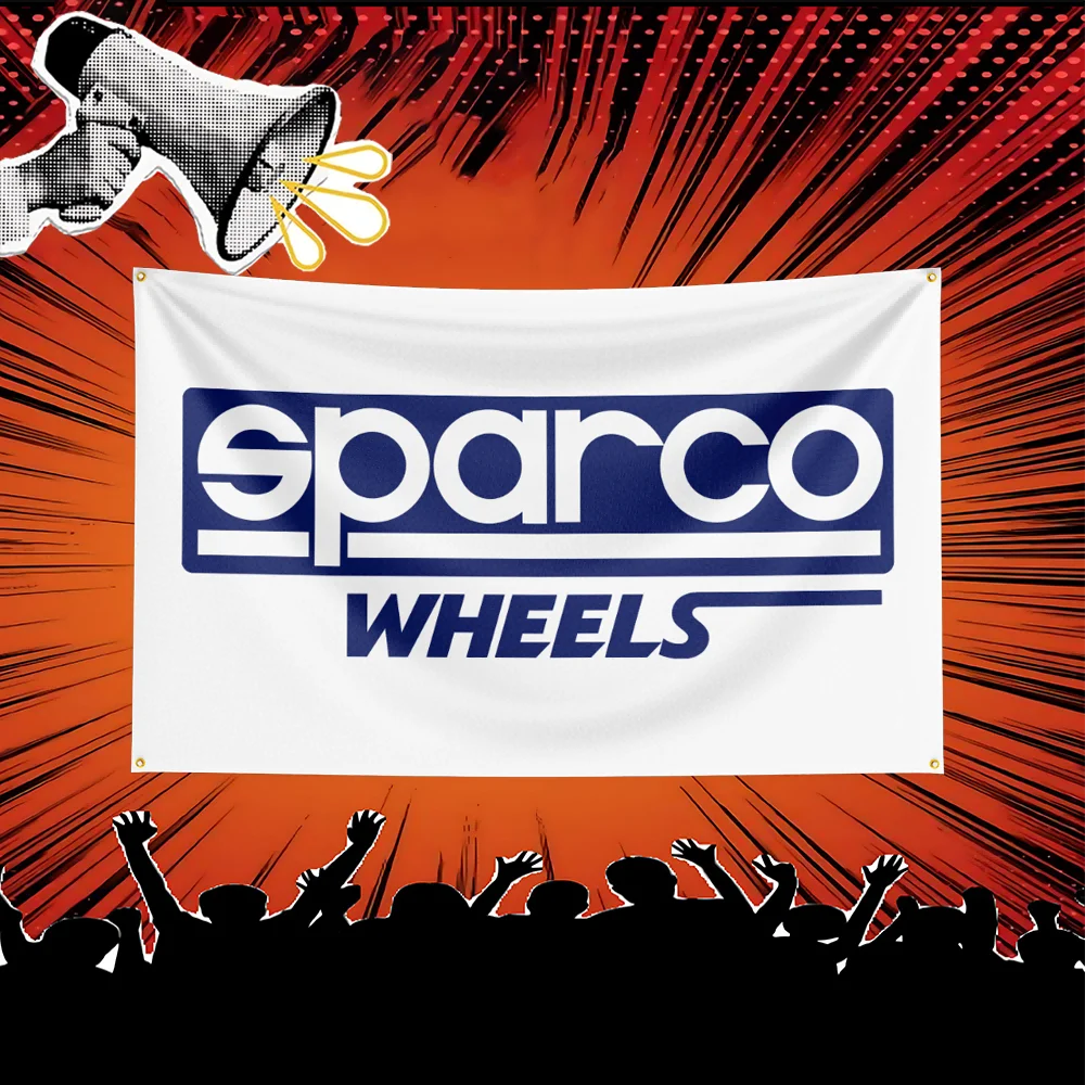 Sparco Auto Parts Flag 3x5 FT Polyester Banner For Garage Workshop Wall Decor Mechanic Gift