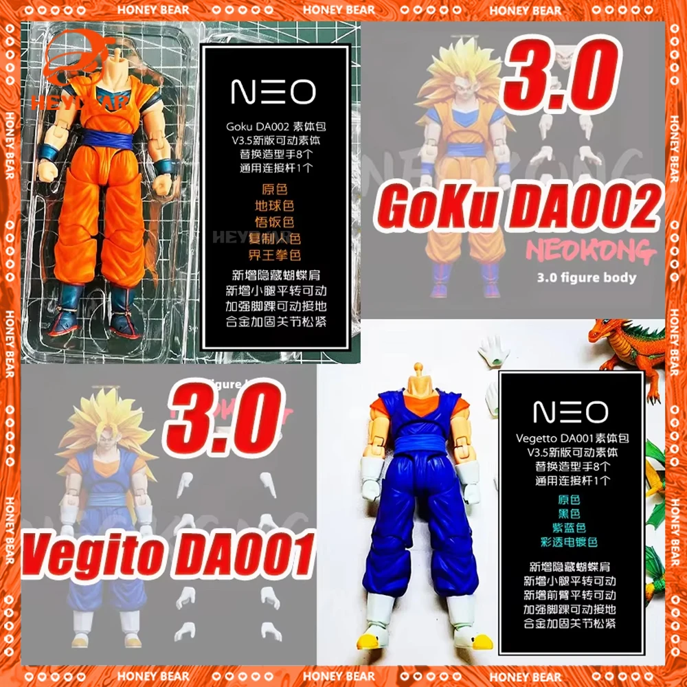 3,0 Neokong Studio Goku Ssj3 figura Da001 Da002 cuerpo Dragon Ball Shf Vegito Super Saiyan 3 Vegeto figura de acción juguete personalizado