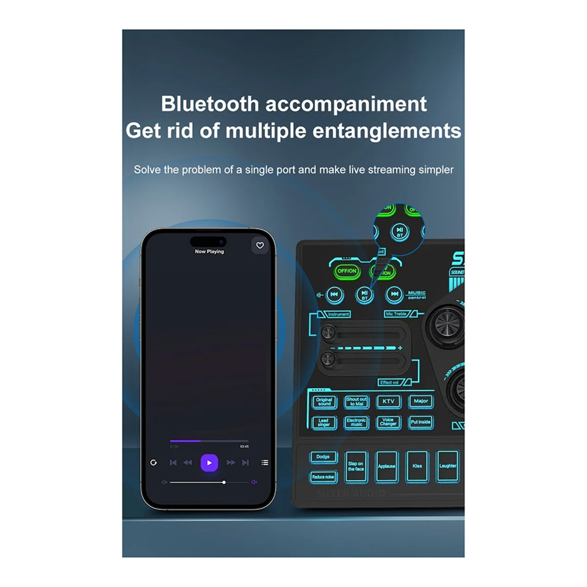 

B47C SX91 Live Sound Card USB Sound Mixer Professional Audio Mixing Console Amplifier for Live Sing PC Laptop Cellphone