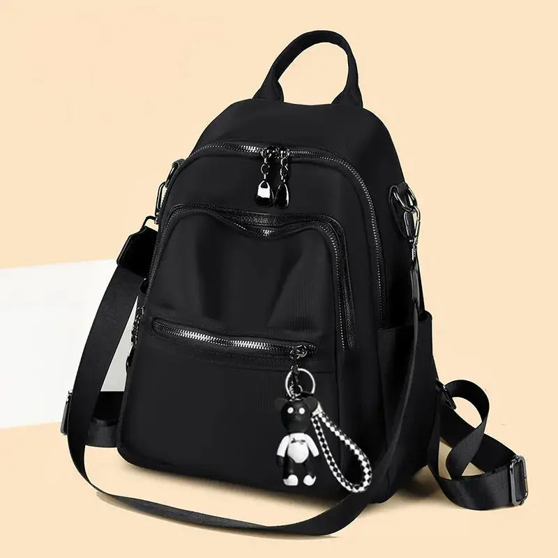 2025 New Korean Fashion Simple Women's Lightweight School Bag Casual Travel Large Capacity Soft Leather Backpack Ani