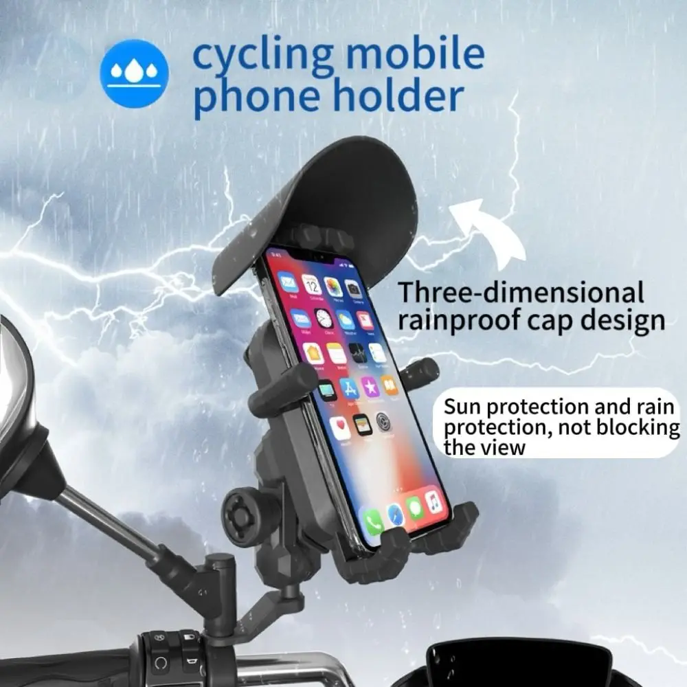 360 Rotation Motorcycle Phone Holder Anti Vibration Adjustable Bicycle Phone Mount Anti-Fall Sunshade Bike Cellphone Support