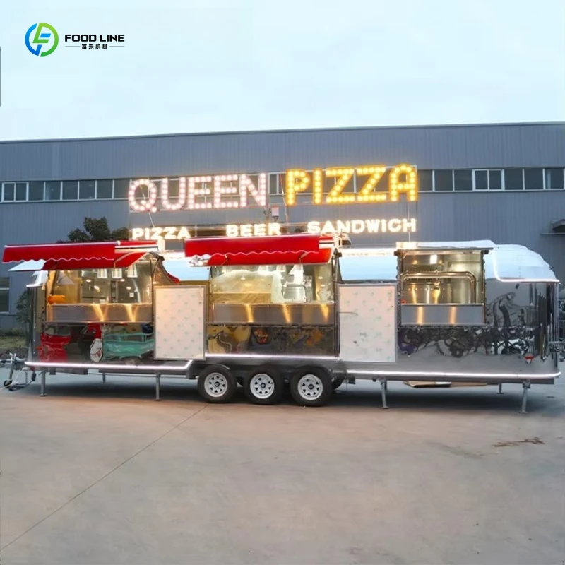 Customized Big Commercial Catering Food Truck Fully Equipped Mobile Pizza Coffee Donut Barbecue Trailer