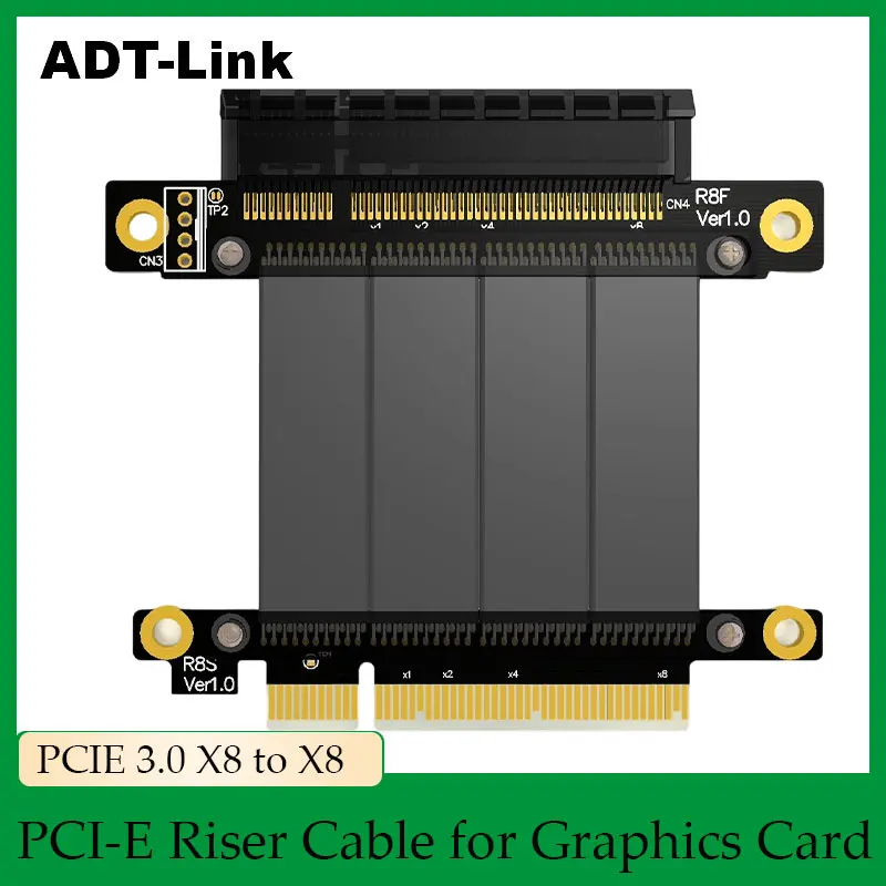 

ADT-Link PCI-E 3.0 X8 to X8 Graphics Card Extension Cable PCIE Gen3 Full Speed Riser Adapter 180 Degree 64G/bps for 810a chassis