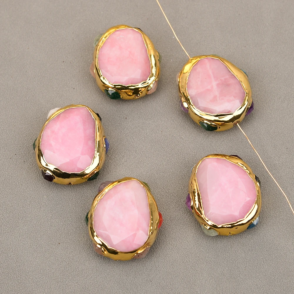 

APDGG 5 Pcs Natural Red Rhodochrosite Stone Paved Mix Quartz Loose Beads Jewelry DIY