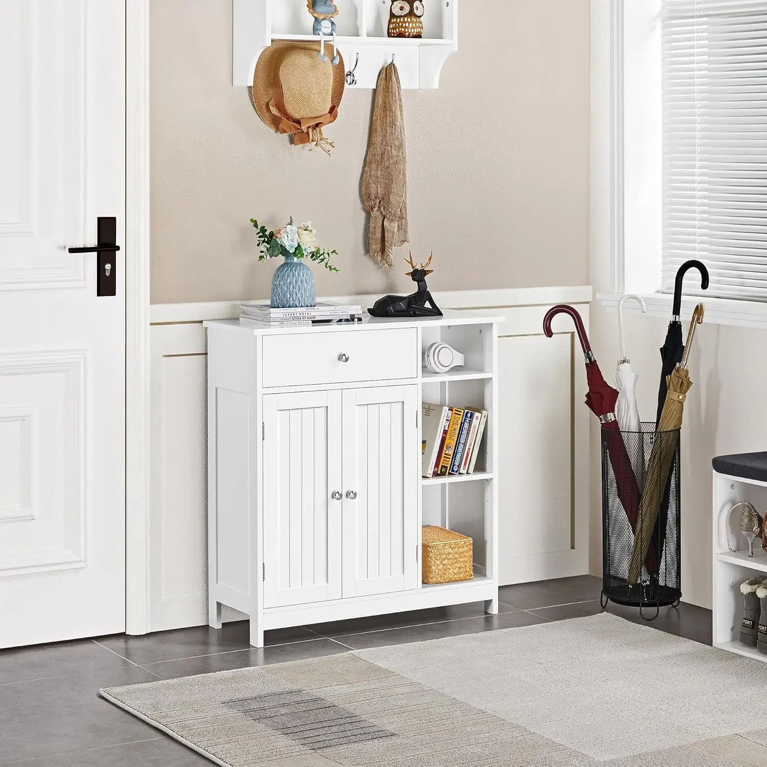 

Bathroom Floor Cabinet, Kitchen Freestanding Storage Organizer, Large Side Cabinet with Doors