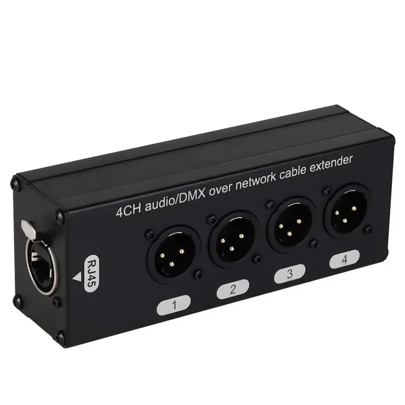 4-kanaals 3-pins multi-netwerk XLR-kabel voor podiumgeluid, verlichting en opnamestudio, mannelijk en vrouwelijk naar RJ45 Ethercon NE8F-4M