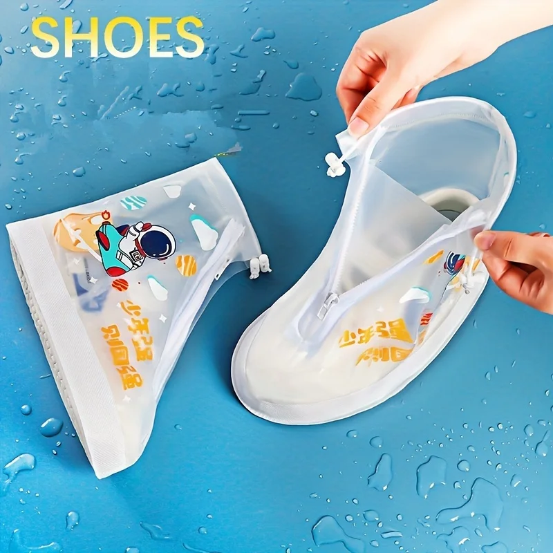 Children's mid tube rain shoe cover with anti slip and wear-resistant thickened waterproof shoes for kindergarten babies and stu