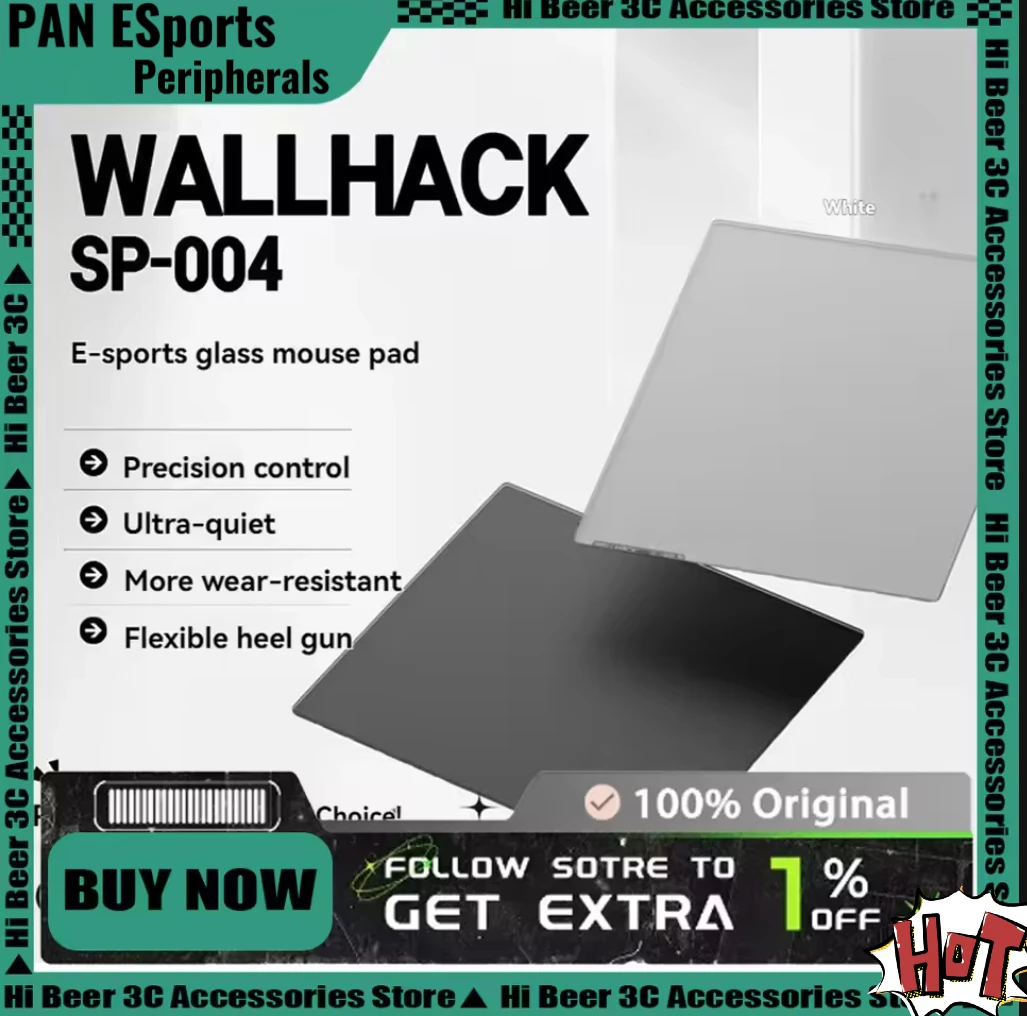 WALLHACK SP004 لوحة ماوس زجاجية للألعاب FPS طبعة من الزجاج المقسى لوحة ماوس ناعمة مخصصة هدية لوحة ماوس رائعة
