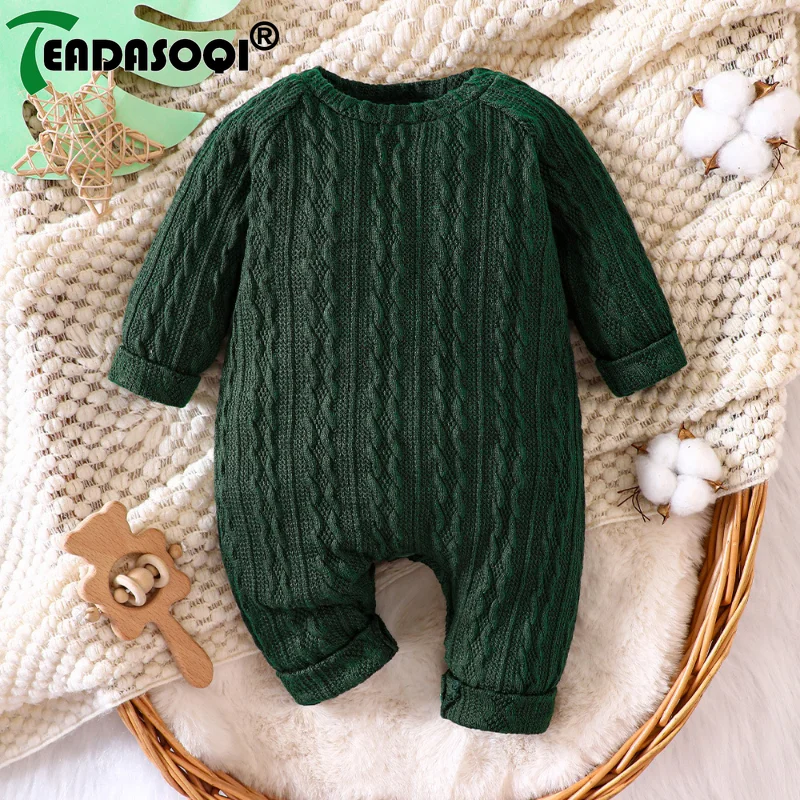 0-18M Autumn Winter Warm Baby Boys Girls Knit Jumpsuit Newborn Infant Toddler Long Sleeve Romper Kids Clothes Bodysuits Outfits