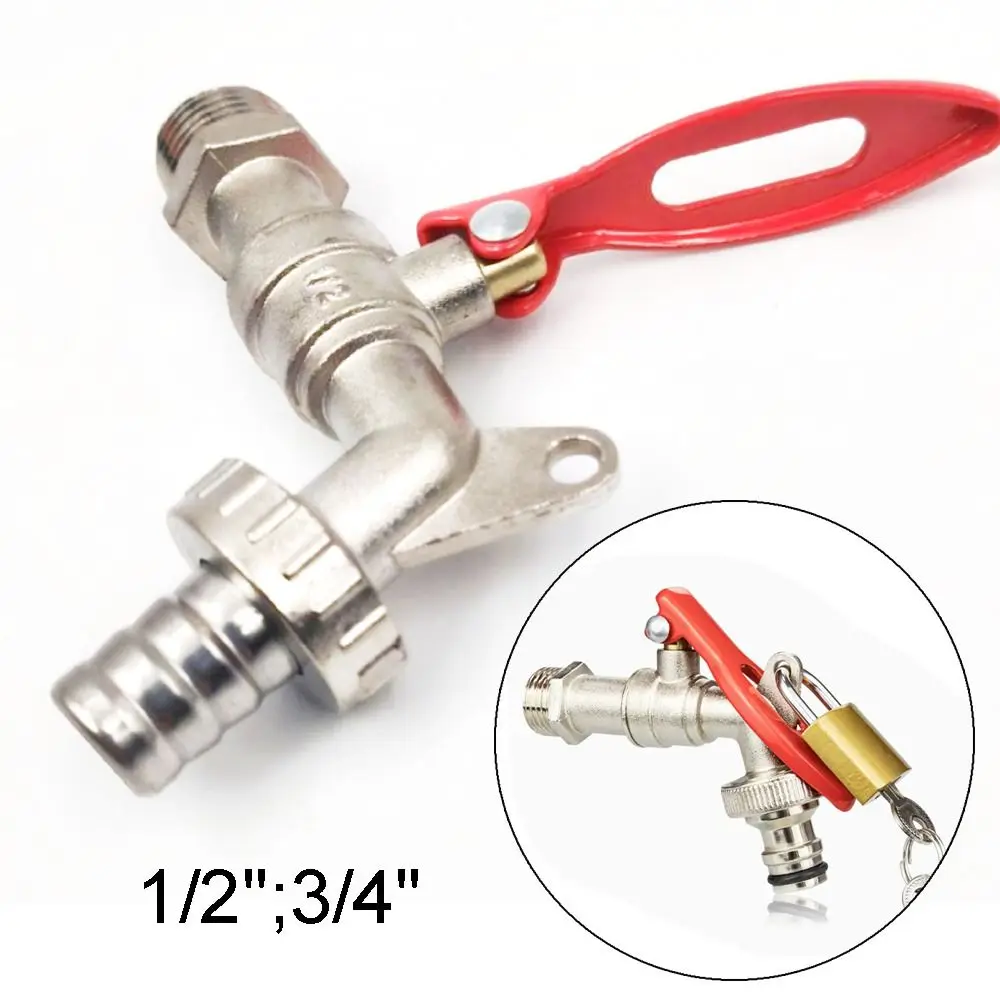 

With Lock Garden Hose Faucet 1/2 Inch 3/4 Inch Zinc Alloy Water Tank Connector Replacement Garden Tools Lockable Faucet