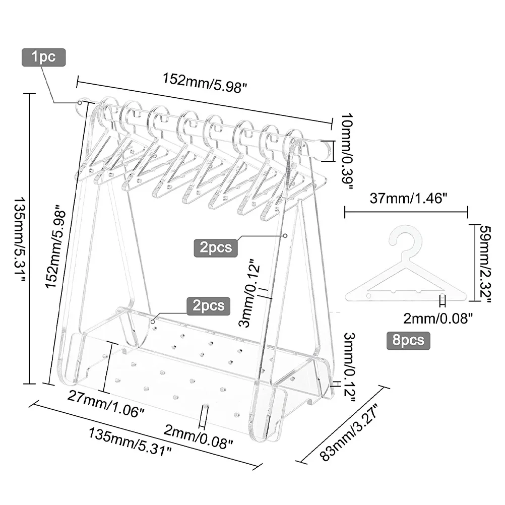 

Acrylic Earring Rack Holder Hanger Type Jewelry Organizer Stand Clear Display for Ear Studs Dangle Earrings Retail Holder