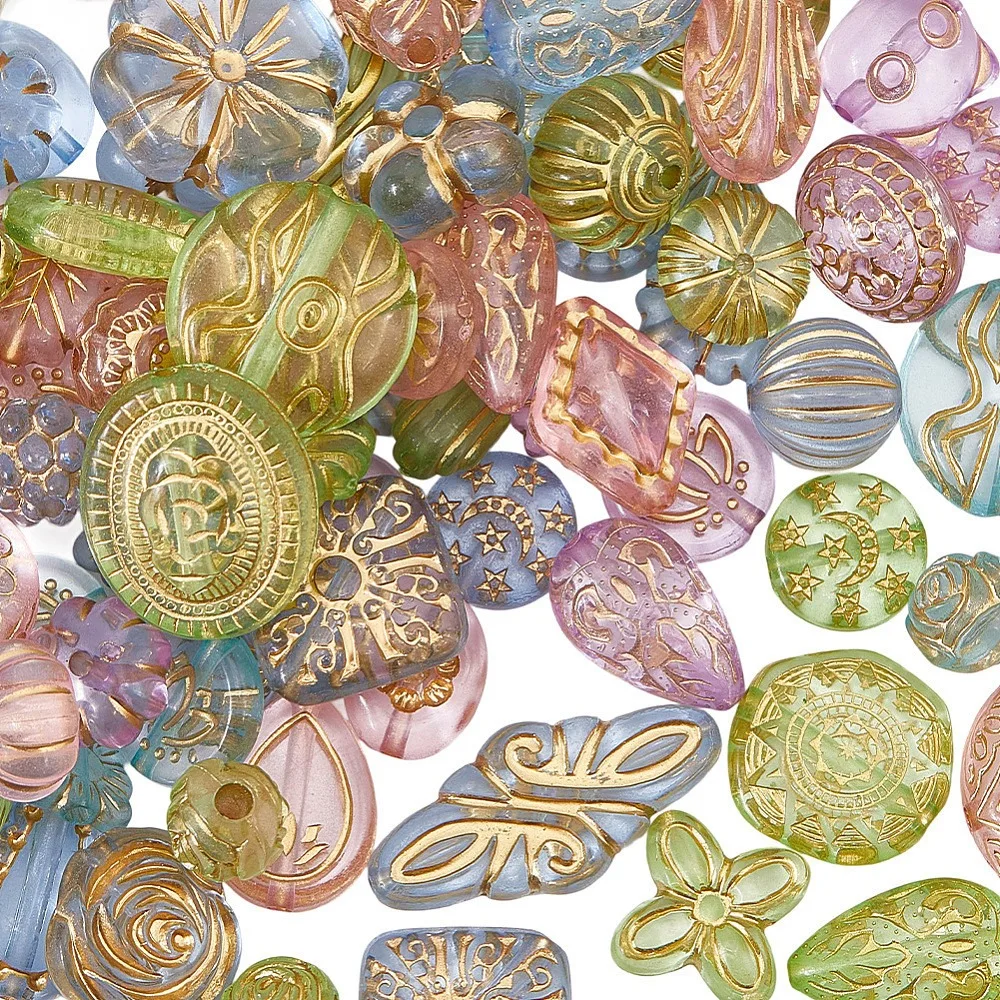 2-sacos-de-contas-de-acrilico-transparentes-com-detalhes-metalicos-formas-mistas-cores-mistas-9~26x10~16x7~13mm-furo-14~22mm-50g-saco