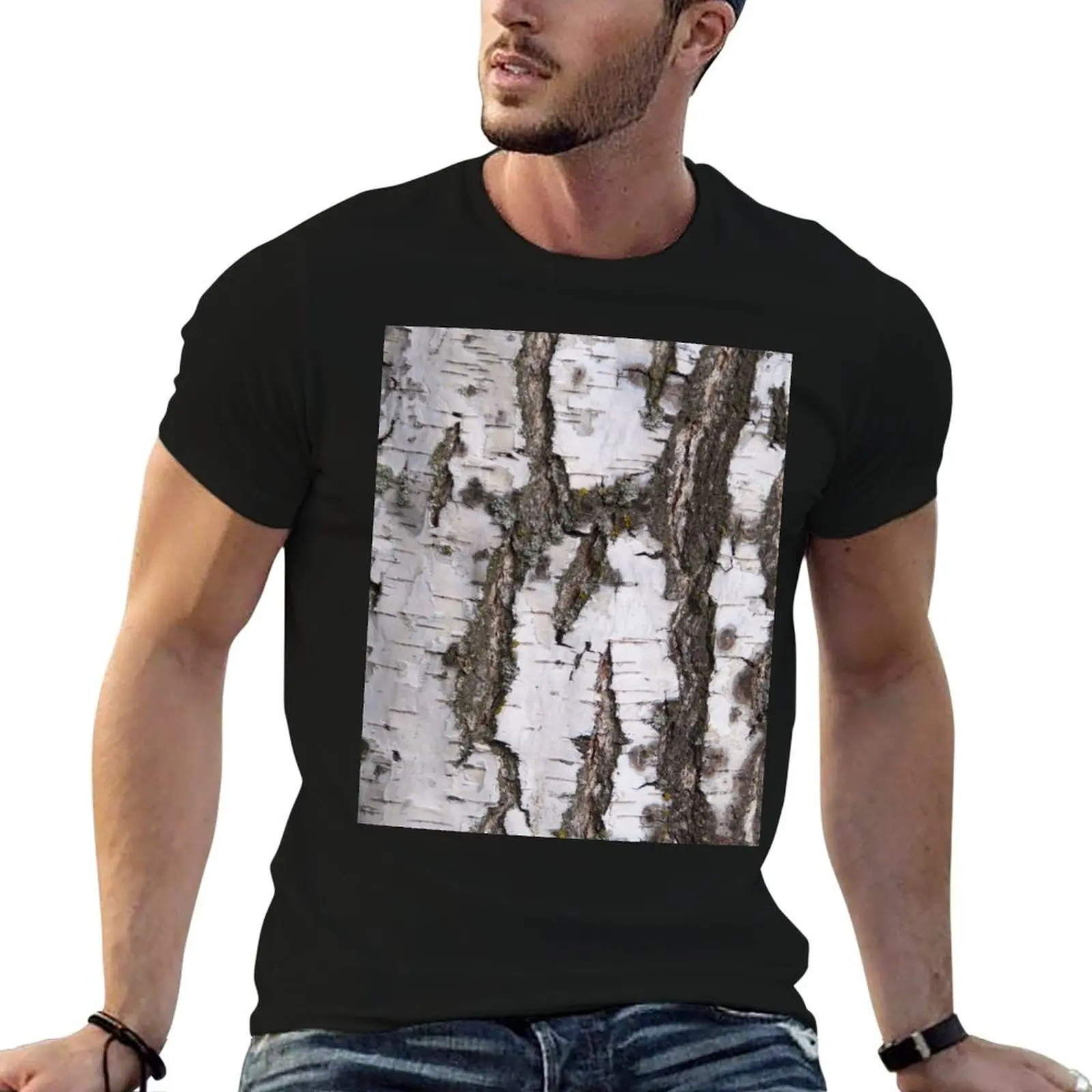 Birch bark pattern T-Shirt cute clothes graphic shirts plain cotton graphic tees men clothes