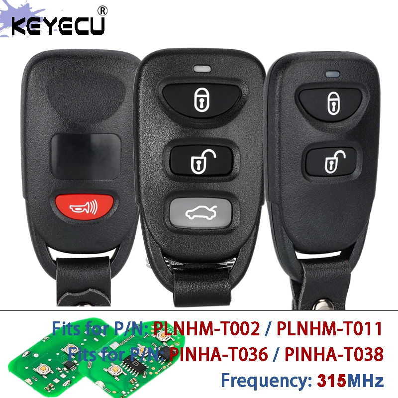 KEYECU 315MHz PLNHM-T002 PLNHM-T011 PINHA-T036 PINHA-T038 Remote Key Fob for Hyundai Santa Fe Kia Sorento Rio Rondo 2006-2014