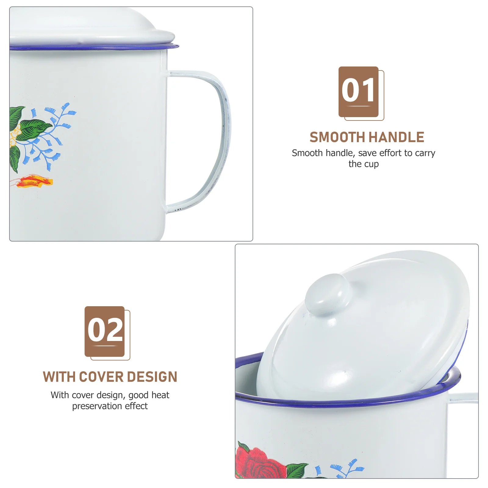 

Vintage Enamel Cup Retro Chinese Style Creative Drinking Cup for Home Office Coffee Shop Drinking Supply Water Mug