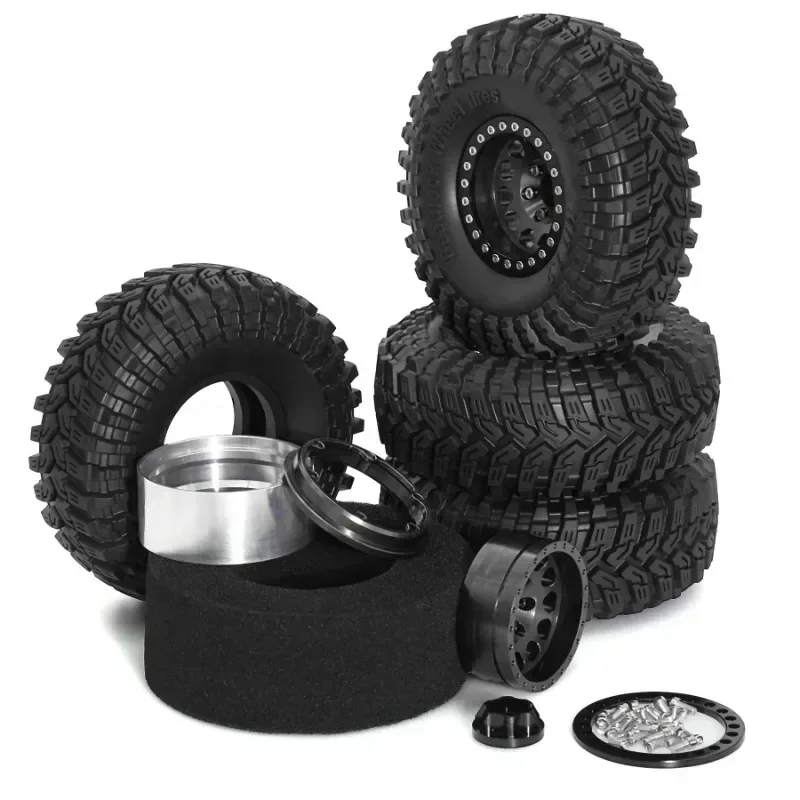 

4pcs 1.9'' Beadlock Wheels and Tires Rim Offset -8.9mm OD 4.53'' for 1/10 RC Crawler Car TRX4 TRX6 SCX10 90046 CC01 D90 D110