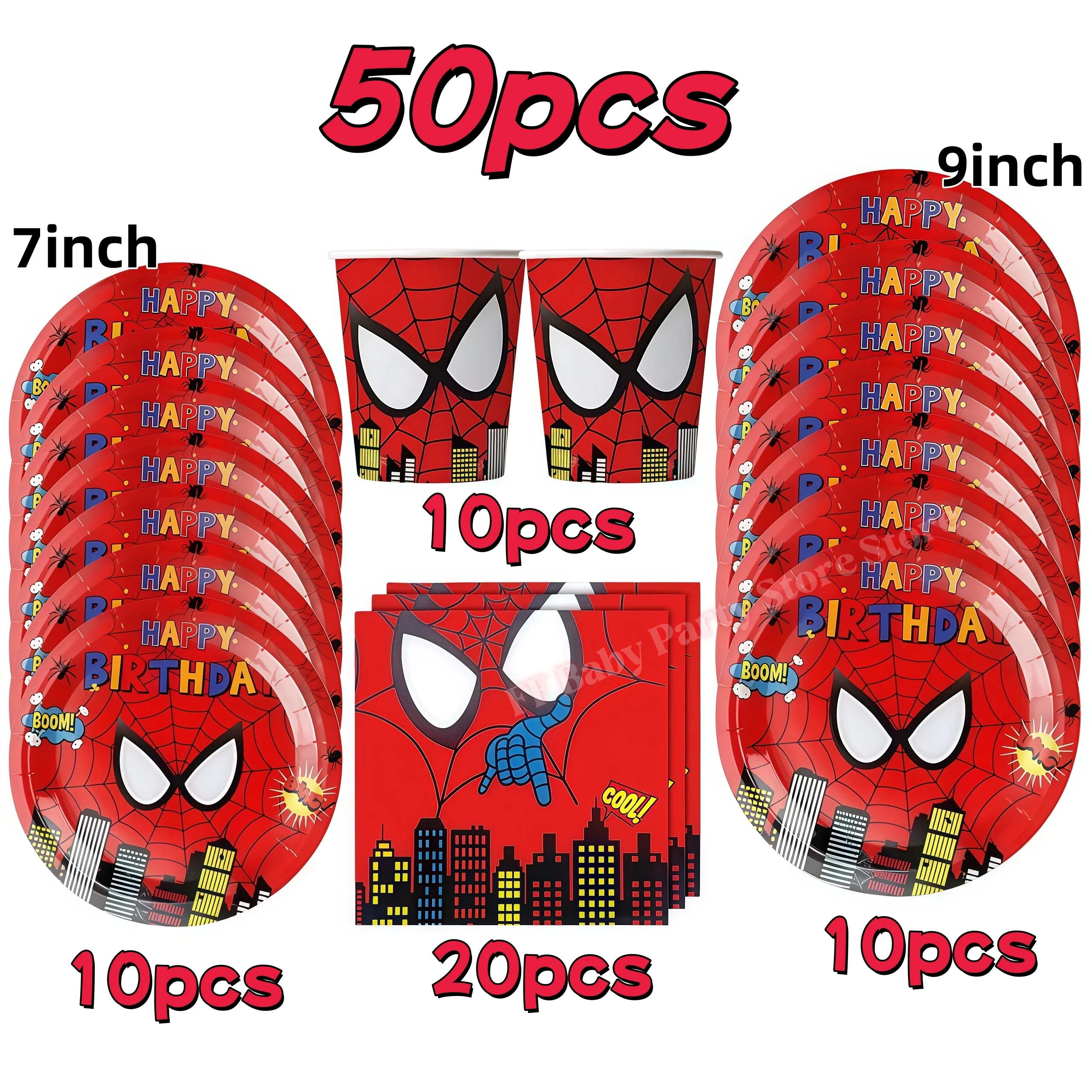 Spider Verjaardagsfeestje Decoratie Blauw Rood Spider Servies Bord Cup Banner Tafelkleed voor Babyshower Benodigdheden Feestartikelen Cadeau