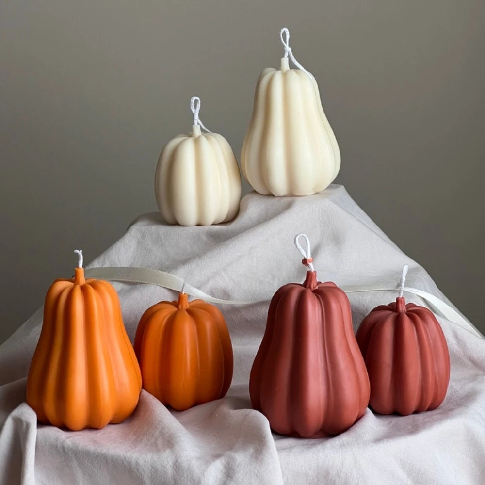 Kürbis Duftkerze Silikonform 1-2 Stück DIY Kerzenherstellung Kit handgemachte Herbstthema Pflanze Harz Halloween Thanksgiving Dekor