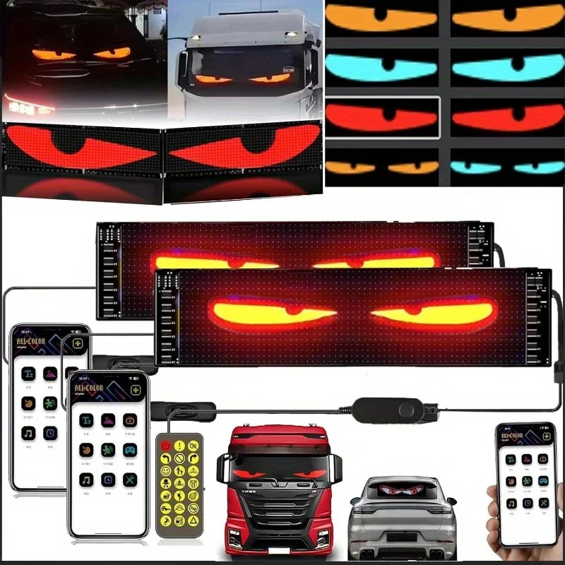 LED Matrix Pixel Panel Truck Eyes Flexible Display Light Bluetooth Application Scrolling Text Animation for Vehicle