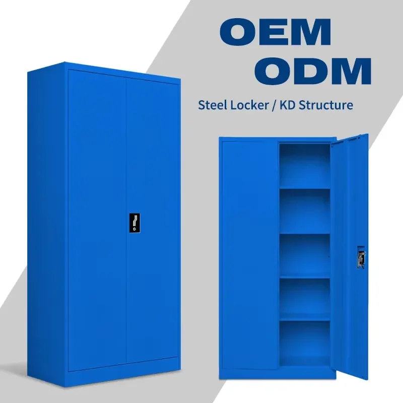 Blue Grey Alloy Steel Locker 2 Door Lockable File Cabinet with 4 Adjustable Shelves for Office Home Gym Storage
