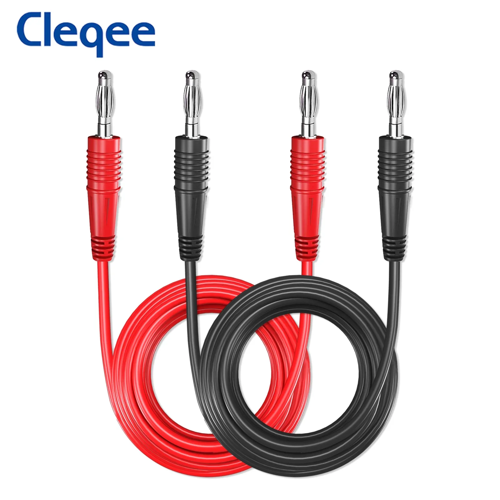 Cleqee P1041 2pcs Dual 4mm Banana Plug Multimeter Test Leads Soft Test Cable 1M Wire Copper Plug for Electrical Testing 1000V