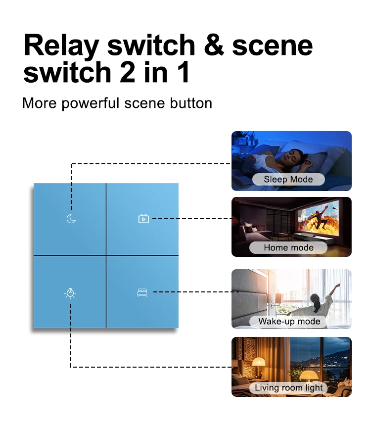 2025 Newest Colorful Tuya Smart Home  Wireless Zigbee 1/2/3/4 Gang Wall Switch with google Home Alexa Voice Control