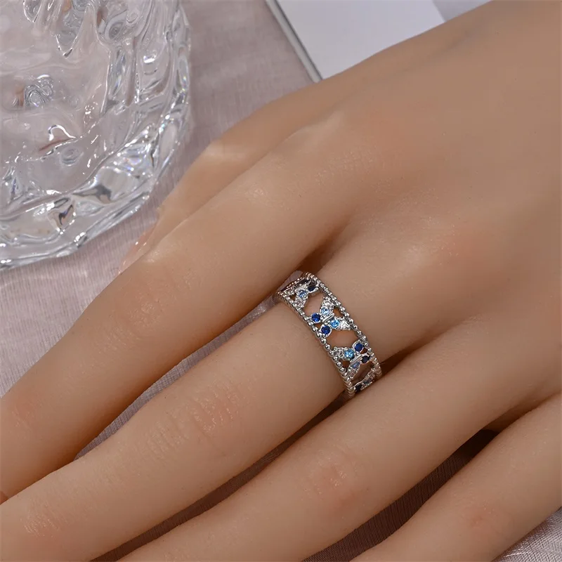Ringe für Frauen, 100 % 925er Sterlingsilber, rosa Herz, Krone, Stern, Mond, Schneeflocke, Zirkon, Ringe, Mode, Verlobung, Hochzeit, Schmuck – Detail 7