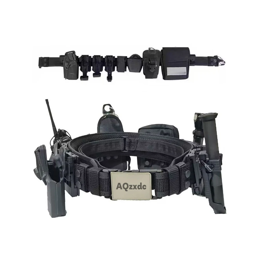 AQzxdc Multifunctional law enforcement belt set, quick-draw patrol armed tactical quick-release belt training waist seal set