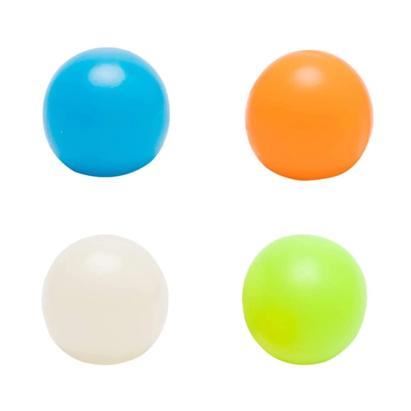 5 unids/set bolas adhesivas techo que brillan en oscuridad, bolas adhesivas para aliviar estrés, juguetes para niños