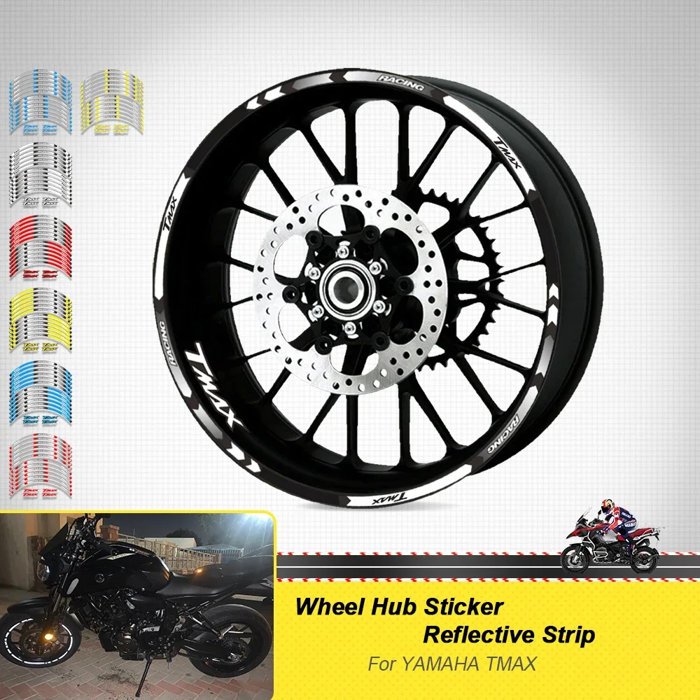 15''Rim Tire Decorative Decals Motorcycle Accessories Sticker Wheel Reflective StripeSet ForYAMAHA TMAX 500 530 TMAX500 TMAX530