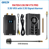 GEPRC MATEN 3.3G 3W VTX PRO 3.3GHz Video Transmitter 3.3G VRX with 3.3G Signal Alarmer Receiver For 40 Channels Long Range Drone