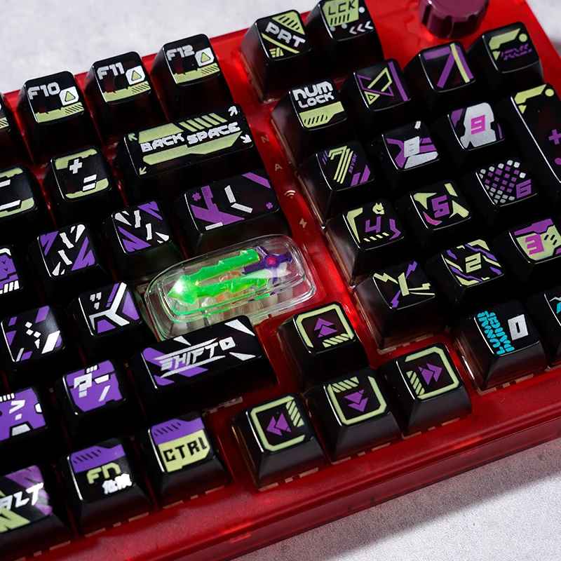 149key Sa Keycap Cyberpunk Creatieve Allround Lichttransmissie Kleurrijk Glazuur Geen Olievorming Geen Vingerafdrukken Zwart Abs Key Caps