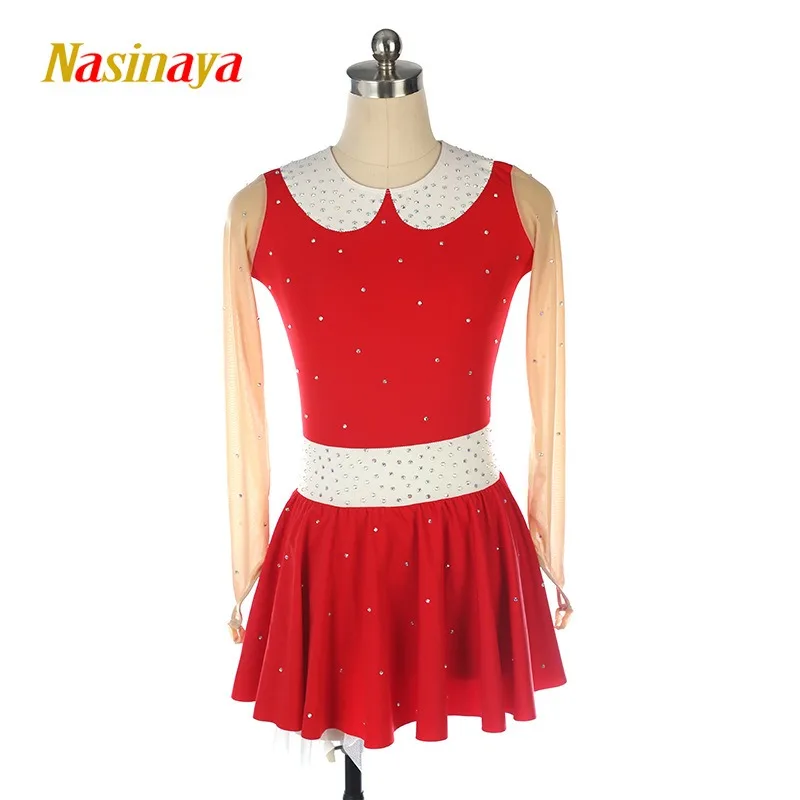 

customized adult figure skating dress girls' performance costume competition graded skirt light blue fairy leotard gymnastics