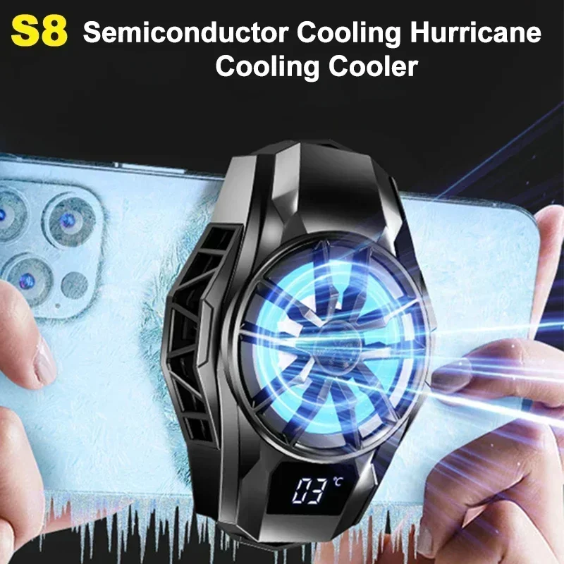 

S8 Portable Mobile Phone Semiconductor Fast Cooling Fan Radiator Back Clip Game Cooler for IPhone Android PUBG Gaming Accessorie