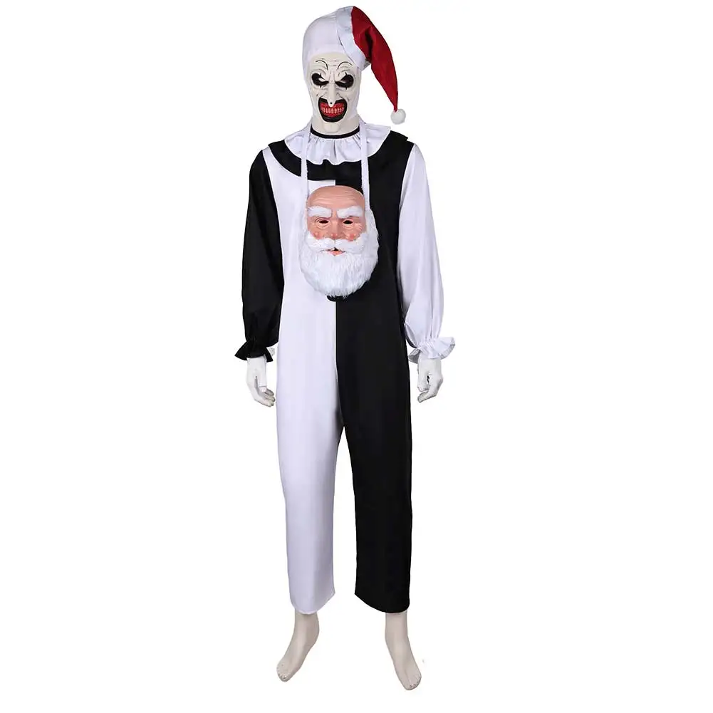 TV Terrifier 3 Art the Clown Cosplay Fantasia Costume Mask Glasses Jumpsuit Male Men Outfits Halloween Carnival Party Adult Suit