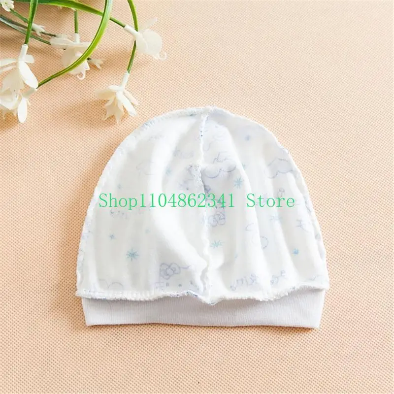 652F Cartoon Pattern Newborn Hat Daily Headwear 10PCS Stretchy Cotton Caps Comfortable Infant Skull Hat For Delicate Skin